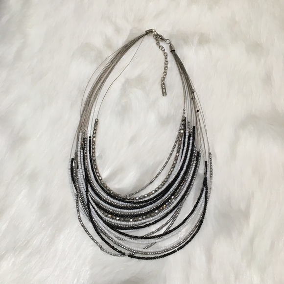 Joe Fresh 18-Strand Silver, Black, White Necklace - Picture 3 of 7